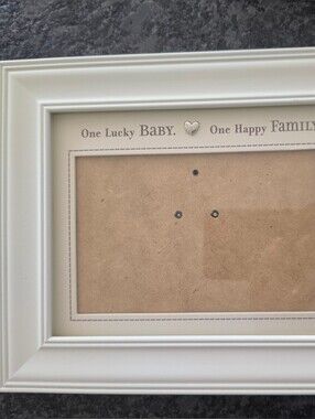 Hallmark Brand White "One Lucky Baby" Wood Frame.  9.5" × 7.5", Holds 4x6" Photo
